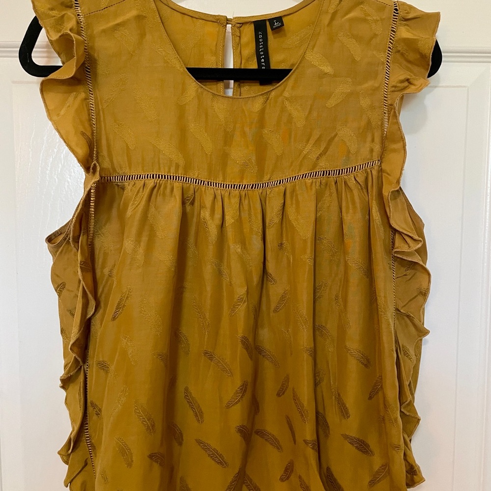 Knot Sisters Golden Ruffle Sleeve Blouse L
